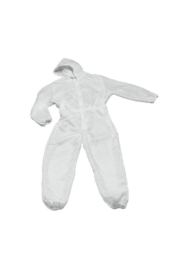 Fermuarlı Tek Kullanımlık Tela Kumaş Koruyucu Tulum 5 Adet Beyaz