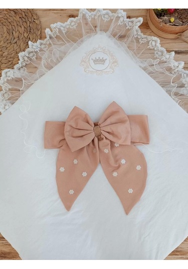 Yenidoğan Papatya Desenli Trilüks Unisex Kundak Bebek Battaniyesi Kahverengi Kahverengi