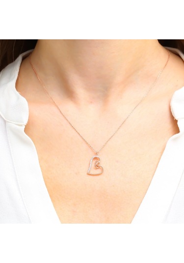 Kalbin Aşk Düğümü Rose Renk Gümüş Kolye