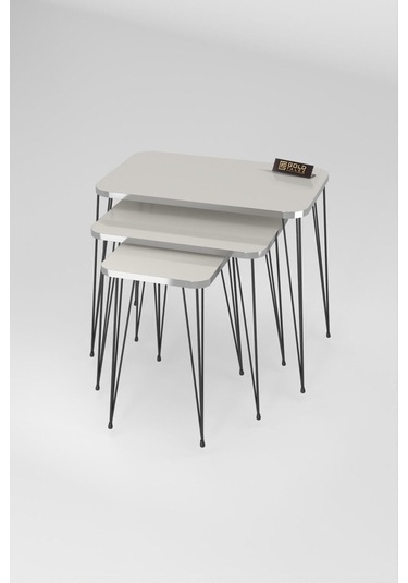 Zigon Sehpa Kr Gümüş Krem Tel Siyah Ayak Çok Renkli