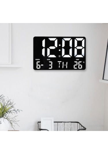 Suntek Sıcaklık Göstergeli Uzaktan Kumandalı Dijital LED Duvar Saati Siyah 10"