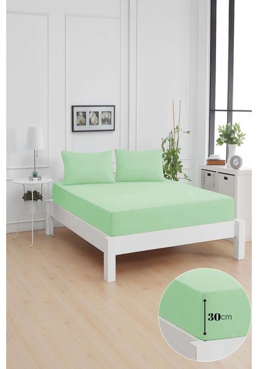 Mirava Premium %100 Pamuk Penye Lastikli Tek Kişilik Çarşaf Takımı 1 Yastık Kılfı Dahil Mint Yeşil 100x200cm Mint Yeşili