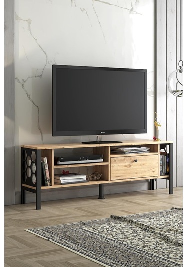 Wood'N Love Hera 140 Cm Tv Ünitesi - Atlantik Çam / Siyah