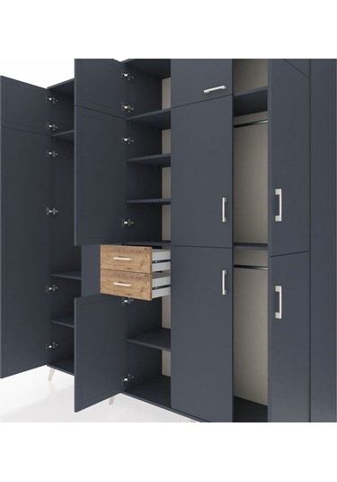 Hyperion Dolap 10 Raflı 2 Çekmeceli 3 Askılı 220x44x243 Antrasit-antrasit/çam Antrasıt/atlas Çam Hyperion Dolap 10 Raflı 2 Çekmeceli 3 Askılı 220x44x243 Antrasit-antrasit/çam Antrasıt/atlas Çam