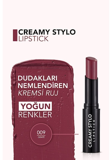 Flormar Yarı Parlak Stick Ruj- Creamy Stylo Lipstick -009 Grape- 8682536013697