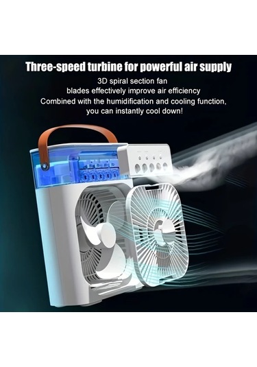 Honeybeeshop Beyaz 5 Hızlı Cok Fonksiyonlu Ses Dalgası Teknolojili Sessiz Usb C Taşınabilir Fan Dijital Saat Uzaktan Kumandalı Minimalist Tasarım
