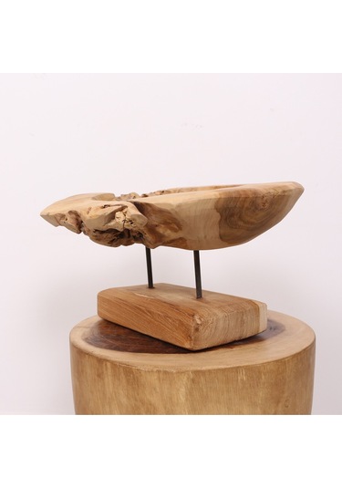 Carvıng - Teak Ağacından Oyma Masa Üstü Dekor 40x18 Cm