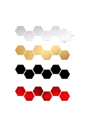 Jeehugo 24 Adet Altıgen Akrilik Ayna Duvar Sticker - Ev Dekoru Dıy, Çocuk Odası/yatak Odası/banyo Uygun, Altın Renk, 10x8.5x5cm, Kolay Kurulum Altın