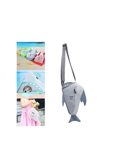 Suntek Yaz Çocukları Mesh Plaj Kabuk Torbası 25x18x15cm Çok Gri