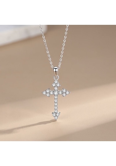 Tancise 925 Ayar Gümüş Haç Kolye Kadın Japonya ve Güney Kore Tam Kolye Boyun Zinciri Kişilik Ins Süs Klavikula Zinciri Nesil.