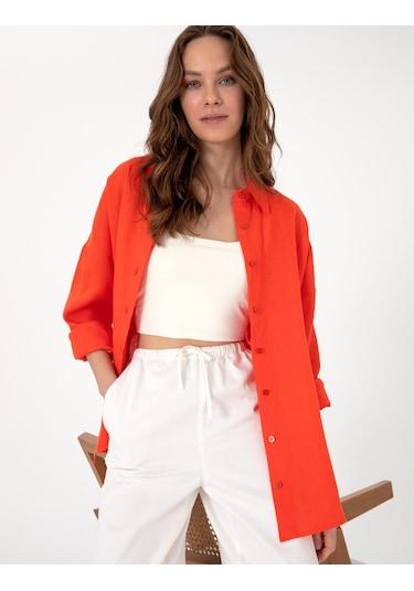 Pierre Cardin Kadın Kırmızı Gömlek Desenli 50301078-vr030 Kırmızı