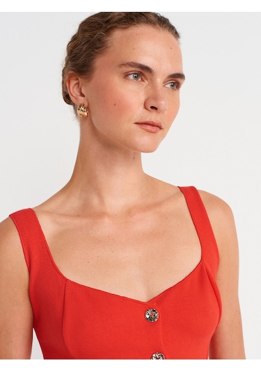 Dilvin 31987 Peplum Etekli Yelek-kırmızı Kırmızı