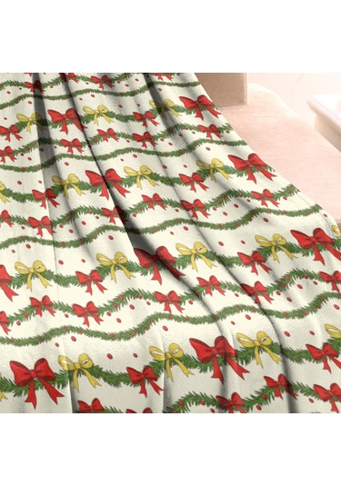 Noel Desenli 30x40 İnç Polar Battaniye, Yumuşak, Hafif Ve Kalın, Erkek, Kadın Ve Çocuk İçin Noel Tel Kurdele