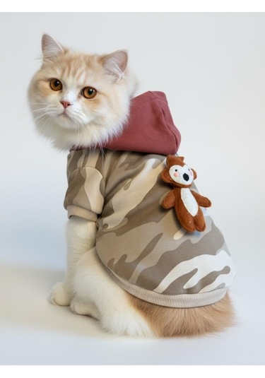 Safari Friends Kapüşonlu Kedi Sweatshirt Küçük Irklar