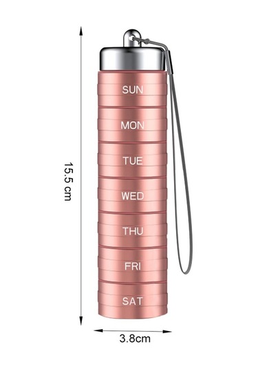 Suntek Magideal Günlük Hap Kutusu Mühürlü 7 Bölmeli Kamp Gül-altın