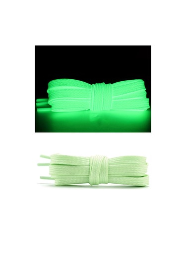 Fosforlu Neon Yeşil 1 Cm Kalınlığında 1 Çift Yassı Spor Ayakkabı Bağcığı Yeşil