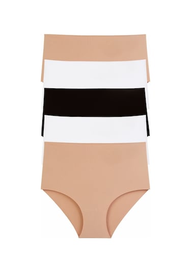 Kadın Külot Ekstra Yüksek Bel Lazer Kesim Esnek Iz Yapmayan 5'li Paket Mıxcolor 93500 R22 Çok Renkli