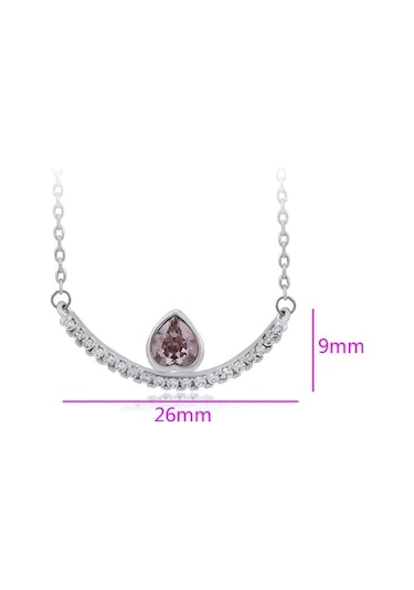 Damla Taşlı Smile Tasarım Platin Kaplama Kadın Kolye Silver