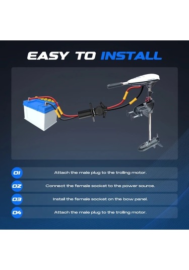 Cordial 8 Numara Tel Trolling Motor Soketi 12v 24v 10awg 2 Tel Minn Kota Bot Erkek Kadın Trolling Motor Hızlı Bağlantı 1 Çift Uyumlu Pil Olmadan