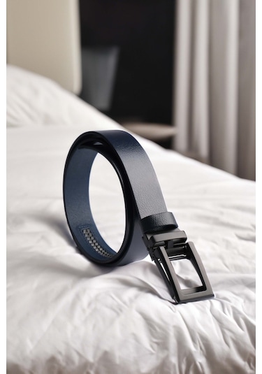 Manda Derisi Otomatik Tokalı Deliksiz Erkek Kemeri - Otomatik Kemer Lacivert