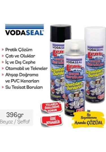 Vodaseal Leak Fix Sprey Kauçuk Kaplama 396Gr Beyaz