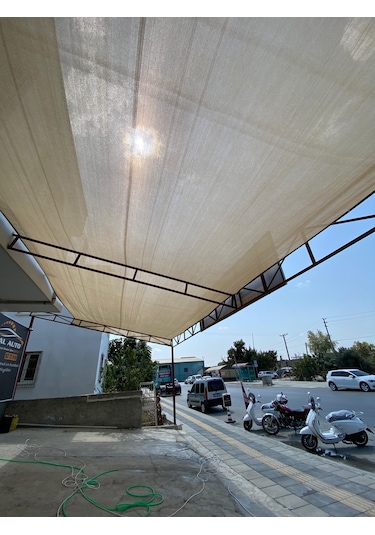 Bahçe Çit Brandası - 95lik - Krem - Şeritli Halkalı