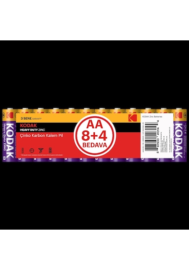 KODAK 8+4 ADET ÇINKO KARBON SHRINK KALEM PIL