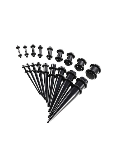 Homyl 18 Parça Kulak Göstergeleri Germe Kiti Fişler Konik 14g Siyah