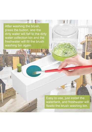 Vkemall Yeşil Fırça Temizleme Makinesi: Hızlı Ve Pratik Sanat & Makyaj Fırçası Temizleyici, Su Tasarrufu Sağlar