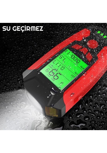 Exeo Led Bisiklet Ön Işığı Far 5 Modlu Alarm Korna Su Geçirmez Siyah