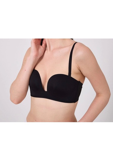 Freshness Msf05 Destekli V Dekolte Lazer Kesim Sütyen Siyah