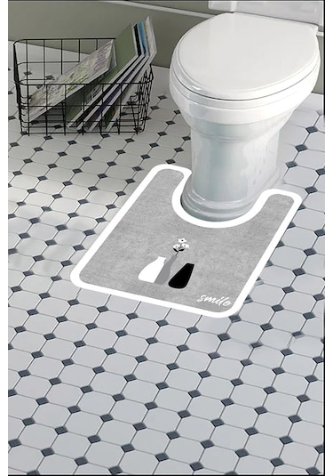 Klozet Önü Paspası, Banyo Paspası Klozet Önü, 50x60 Cm Gri