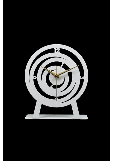 Hilal Model Metal Lazer Kesim Akar Sessiz Mekanizmalı Masa Saati Beyaz