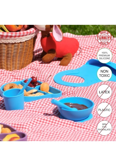 Babychefs Silikon Bebek Beslenme Seti 6 Parça-mavi