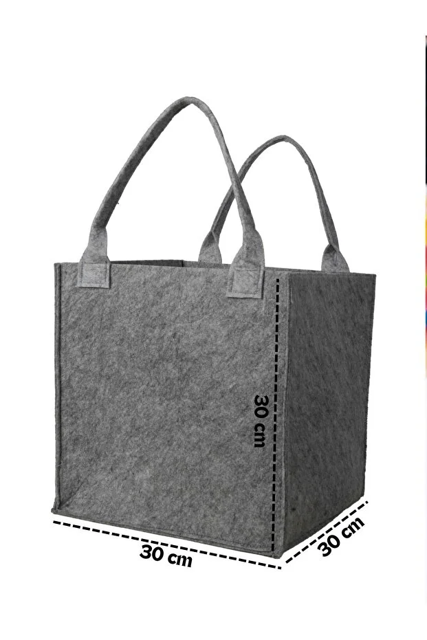 Keçe Küp Organizer Oyuncak Kutusu Kulplu Organizer Gri Antrasit