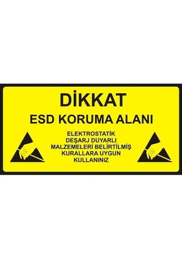 Antistatik Esd Uyarı Levhası 15x30cm Türkçe Iz-tbl05