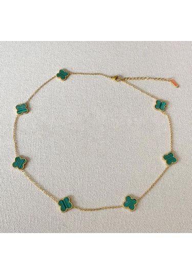 Yonca Gold Kolye 3'lü Bileklik Set Çok renkli