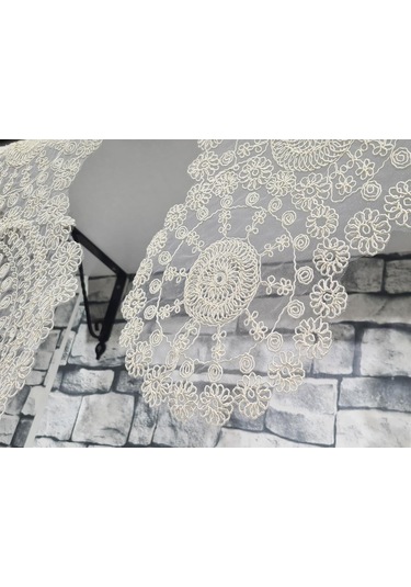 Çeyiz Diyarı Çiçek Kordonlu 5 Parça Salon Takımı Krem