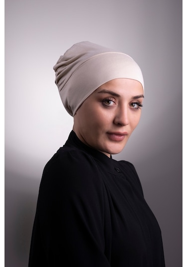 Bej Pratik Hazır Geçmeli Iç Bone Viskon Kumaş Dikişsiz 3003_12 Bej