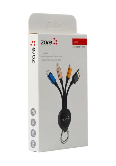 Ardemix Siyah Oks 3 İn 1 Usb Kablo