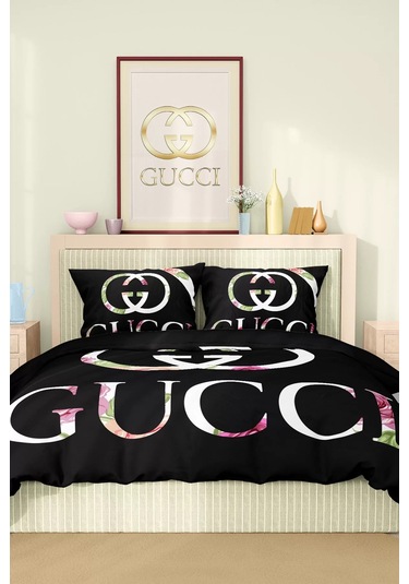 Marka Nevresim Takımı Çift Kişilik Pamuklu Saten Kumaş 6 Parça 3d Dijital Baskı Duvet Cover Set Model No:54 Renkli