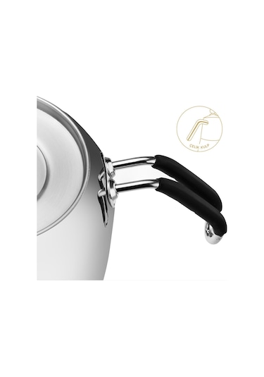 Nehir Modern Maxi Büyük Boy Paslanmaz Çelik 1.6-2.5 Lt. Çaydanlık Takımı