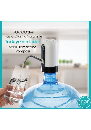 Narpump Şarjlı Otomtk Damacana Su Pomp.Beyaz