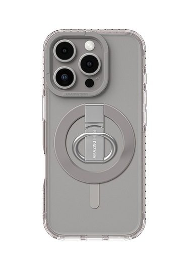 İphone 16 Pro Uyumlu Kılıf Magsafe Şarj Özellikli Yüzük Standlı Amazingthing Titan Pro Serisi Kapak Gri