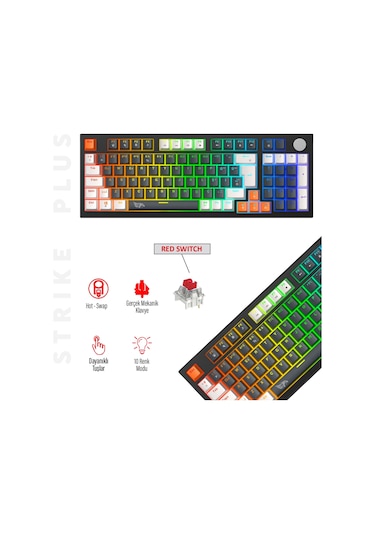 Gameagle Strike Plus Mk-96x2bar Mekanik Işıklı Oyuncu Klavye