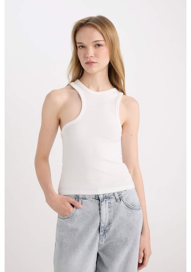 DeFacto Fitted Asimetrik Fitilli Kaşkorse Atlet C7659AX24SMWT32