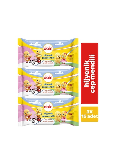 Dalin Hijyenik Islak Cep Mendil 3x15 Adet DAL-7663
