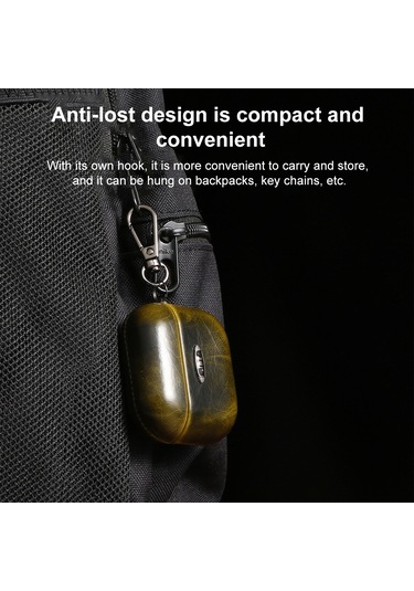 Yağ Balmumu Deri Doku Kulaklık Koruyucu Kılıf Airpods Uyumlu 1/2 Kahverengi İçin Asmak Toka İle Kahverengi