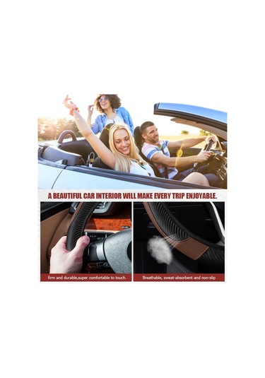 Yaleker Kahverengi Karbon Fiber Stili Deri Direksiyon Kılıfı - 37-38 Cm Evrensel Uyumlu, Nemi Emici, Kayma Engellli, Dayanıklı Ve Koruyucu Kahve