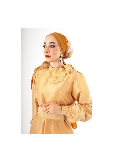 Özel Üretim Fatma Sezen Tafta Elbise Beyaz